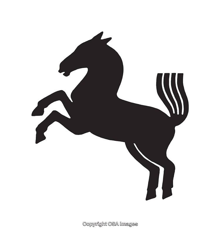 Black Horse Silhouette Rearing Up Artwork Illustration on White Background