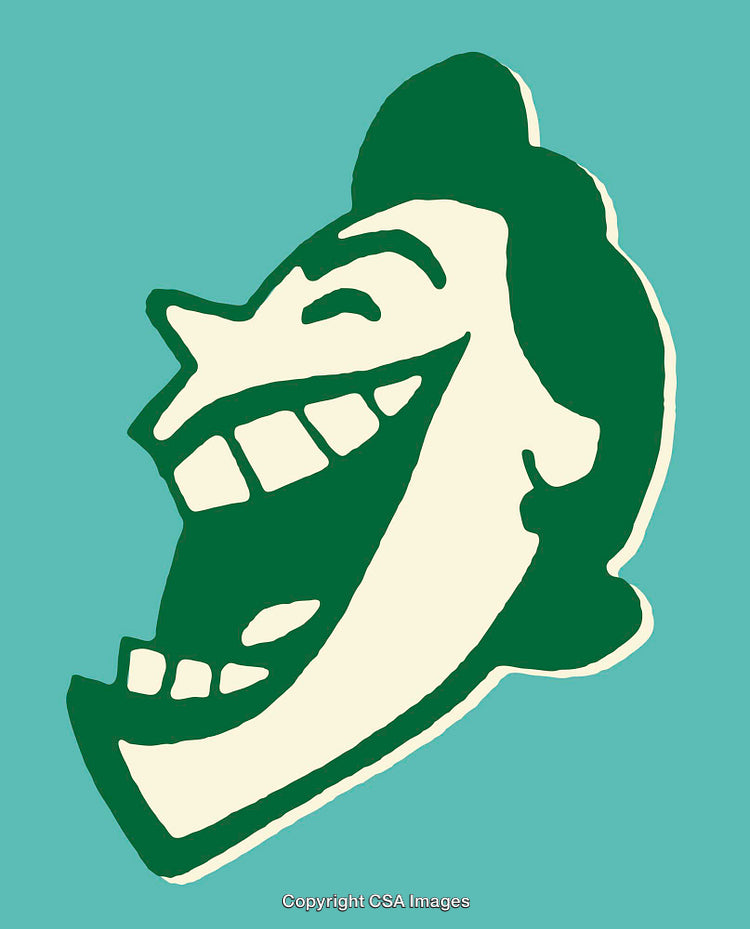 Bold Graphic Illustration of a Joyful Laughing Face in Modern Style