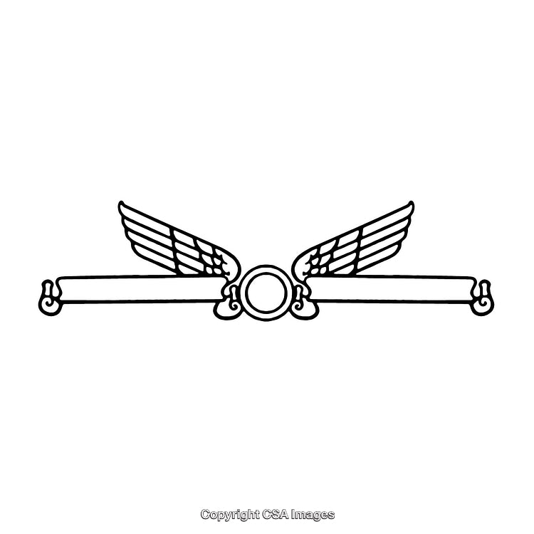 Elegant Black and White Border Design with Wing Motif