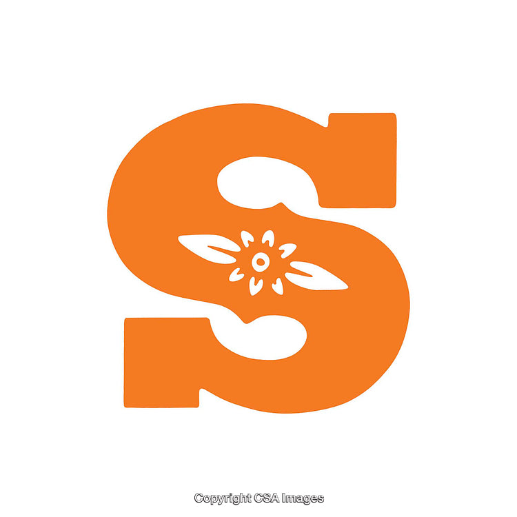 Orange Letter S Design with Flower Pattern Inside