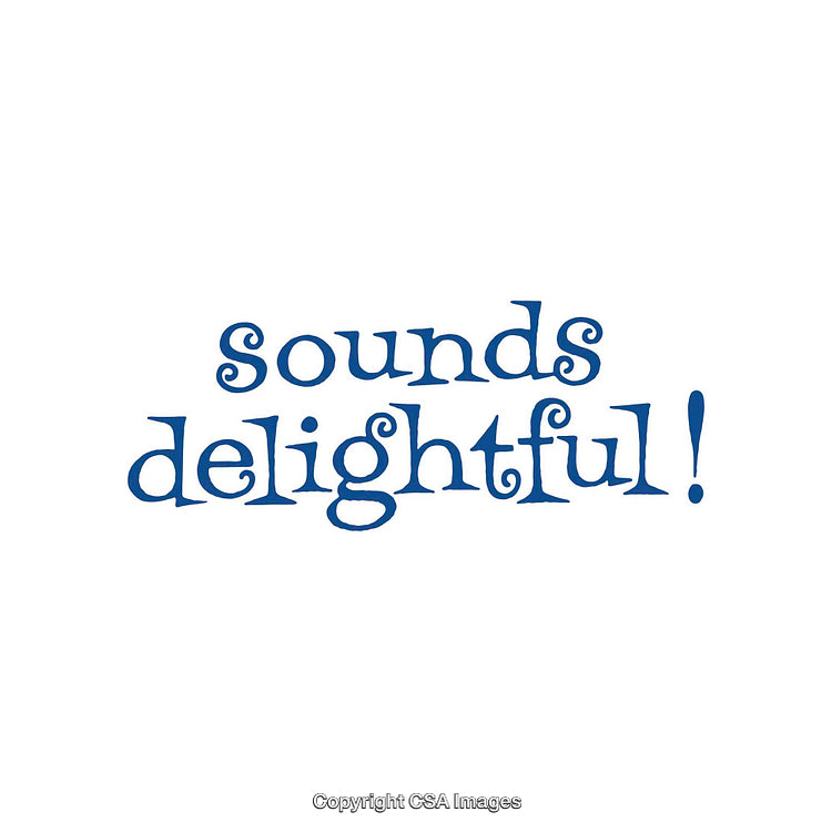 Curvy Typeface Featuring 'Sounds Delightful' in Blue on White Background