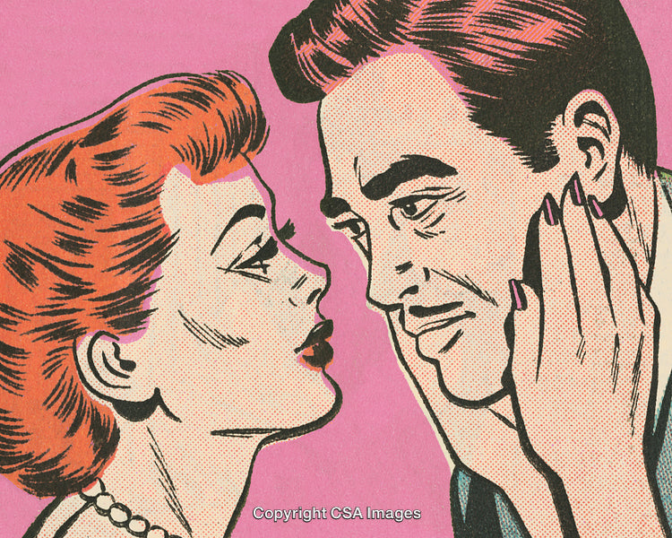 Retro Pop Art Style Comic Illustration of a Romantic Couple