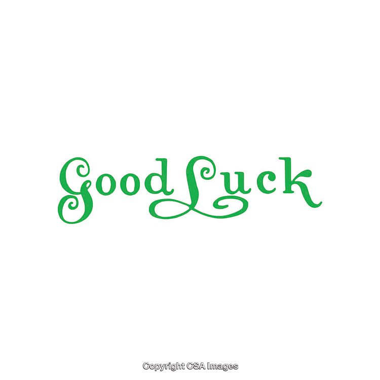 Green Good Luck Text on A Clean White Background