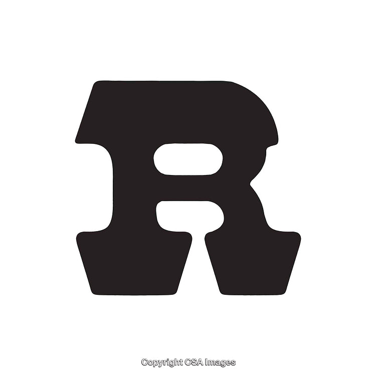 Bold Stylized Black Letter 'R' on a White Background