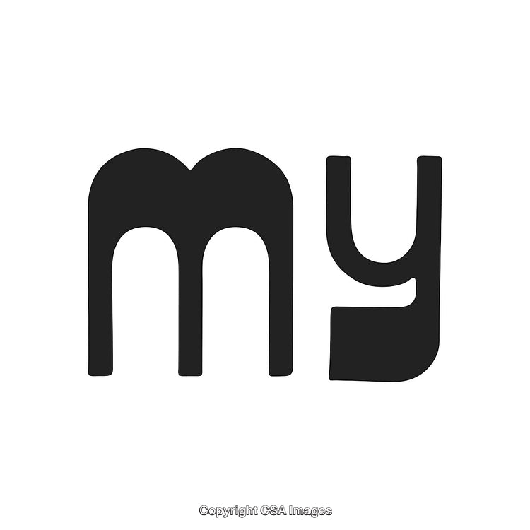 Bold Black Typography of the Word 'My' on a White Background