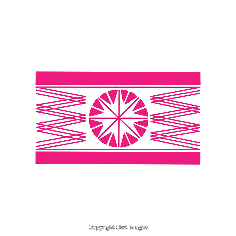 Geometric Pink and White Pattern Design with Symmetrical Circular and Zigzag Motifs