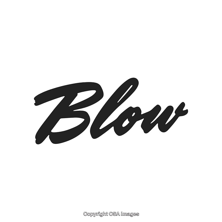 Cursive Typography Spelling 'Blow' in Bold Black Lettering on White Background