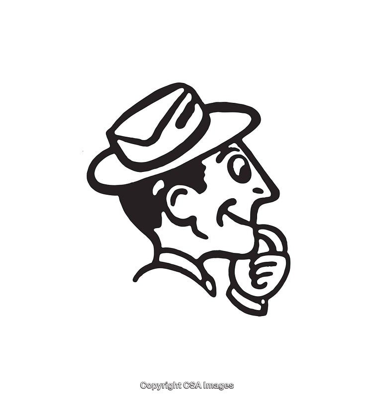 Retro Illustration of a Man in a Hat with a Whimsical Expression