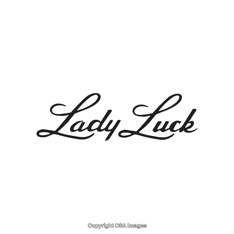 Elegant Lady Luck Calligraphy Logo Design on Clean White Background