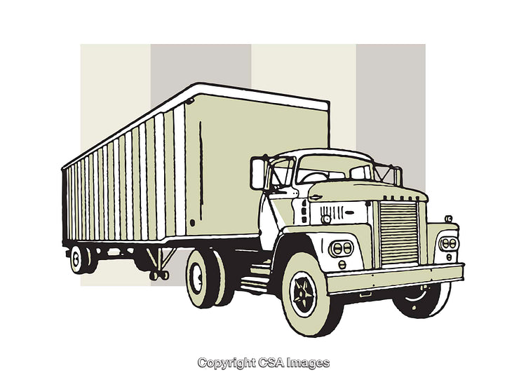 Illustrated Vintage Truck with Cargo Container in Stylish Artistic Design