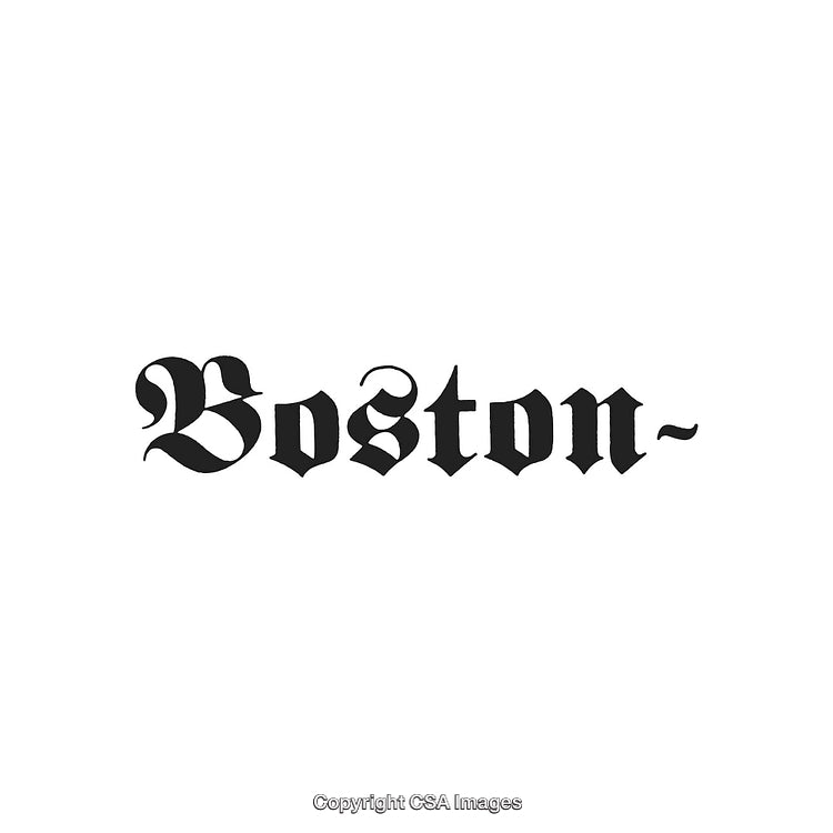 Elegant Blackletter Font Depicting The City Name Boston on a Simple White Backdrop