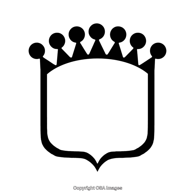 Minimalist Black and White Crown Shape Coat of Arms Design
