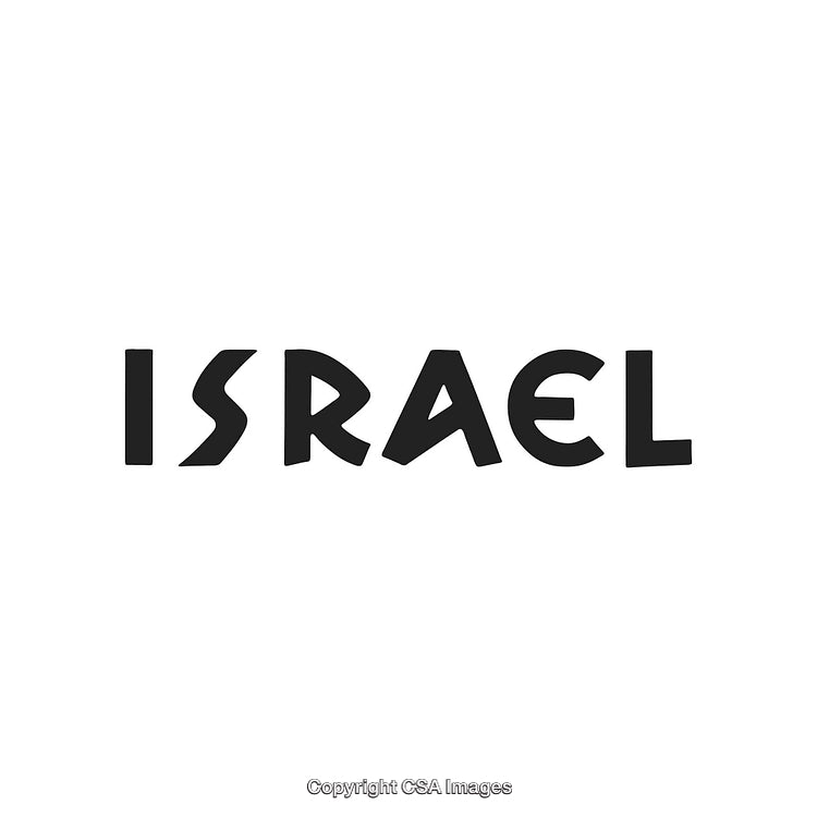 Stylized Bold Typography Featuring the Word 'Israel' in Black Letters