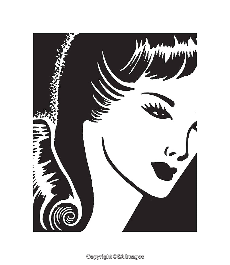 Elegant Black and White Line Art of a Woman's Portrait