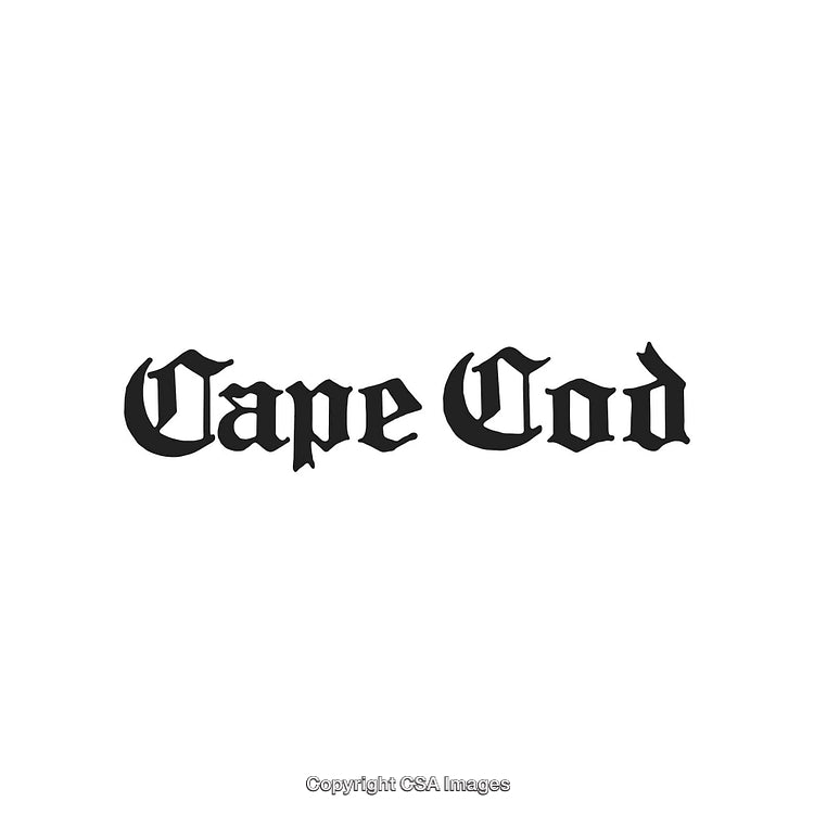 Cape Cod Written in Blackletter Font on a White Background
