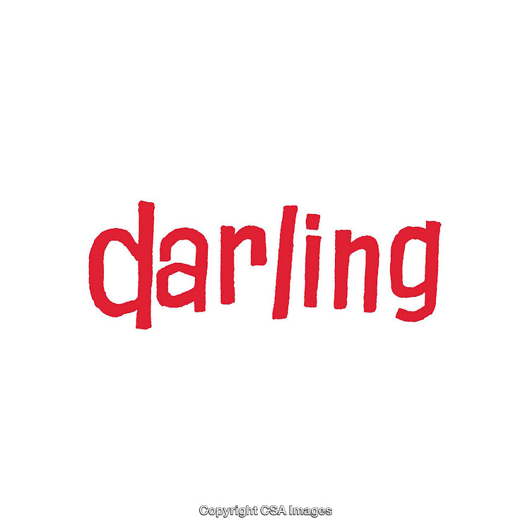 Bold Red Text Spelling Darling on a White Background