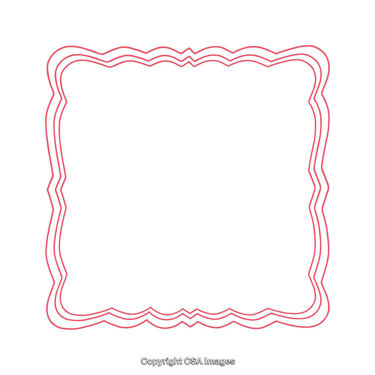 Red Decorative Frame Design with Stylish Scalloped Border on White Background