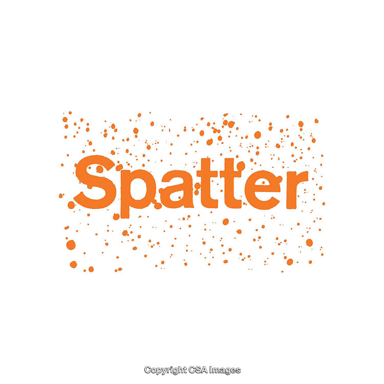 Orange Spatter Text on Minimalist White Background Design