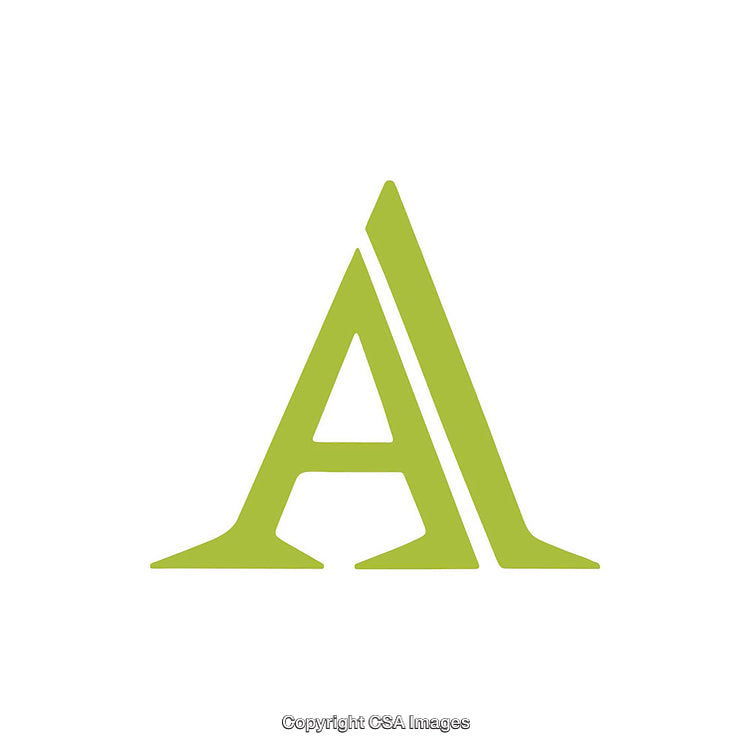 Green Letter A Design in Classic Typeface on White Background