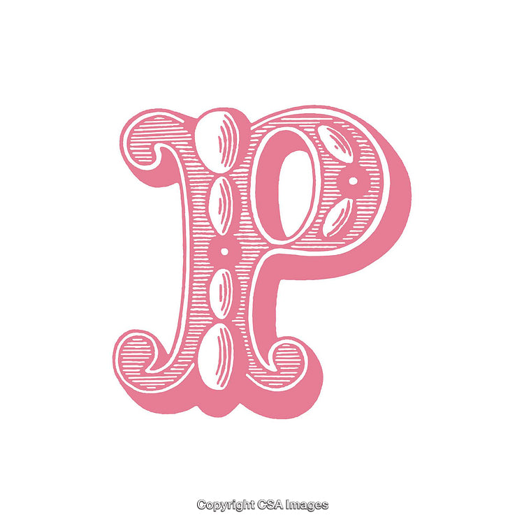 Elegant Pink Ornamental Letter P With Decorative Floral Details