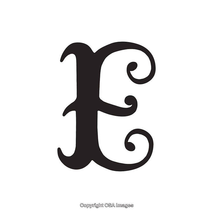 Elegant Decorative Capital Letter E with Flourished Serif Design