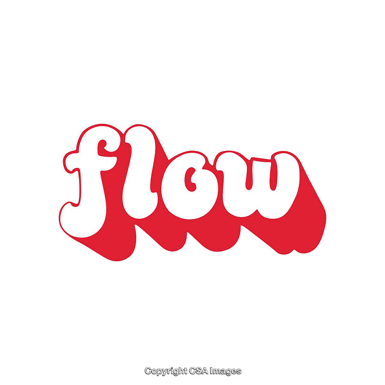 Stylized Red and White Typographic Flow Design on White Background