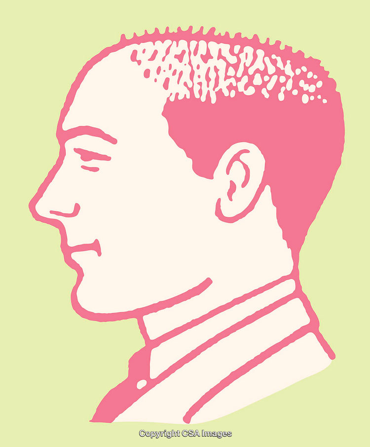 Stylized Color Line Art Illustration of a Man's Side Profile