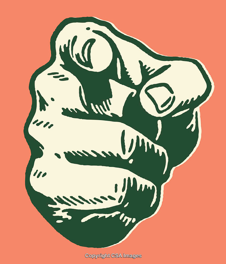 Retro Styled Illustration of a Pointing Finger with Bold Colors