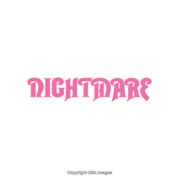 Pink Gothic Style Typography Featuring the Word 'Nightmare' on White Background