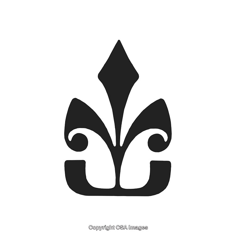 Elegant Fleur-De-Lis Black Decorative Ornament Design on White Background