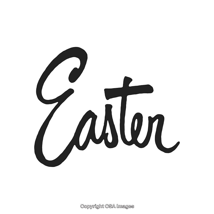Elegant Black Handwritten Calligraphy of the Word Easter on White Background