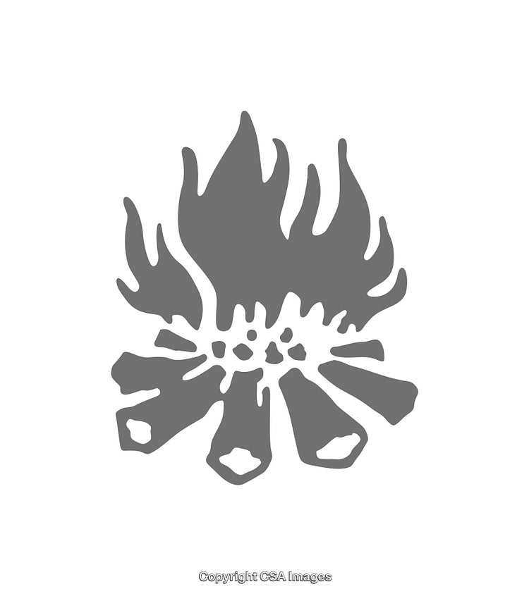 Campfire Icon in Minimal Silhouette Style on White Background