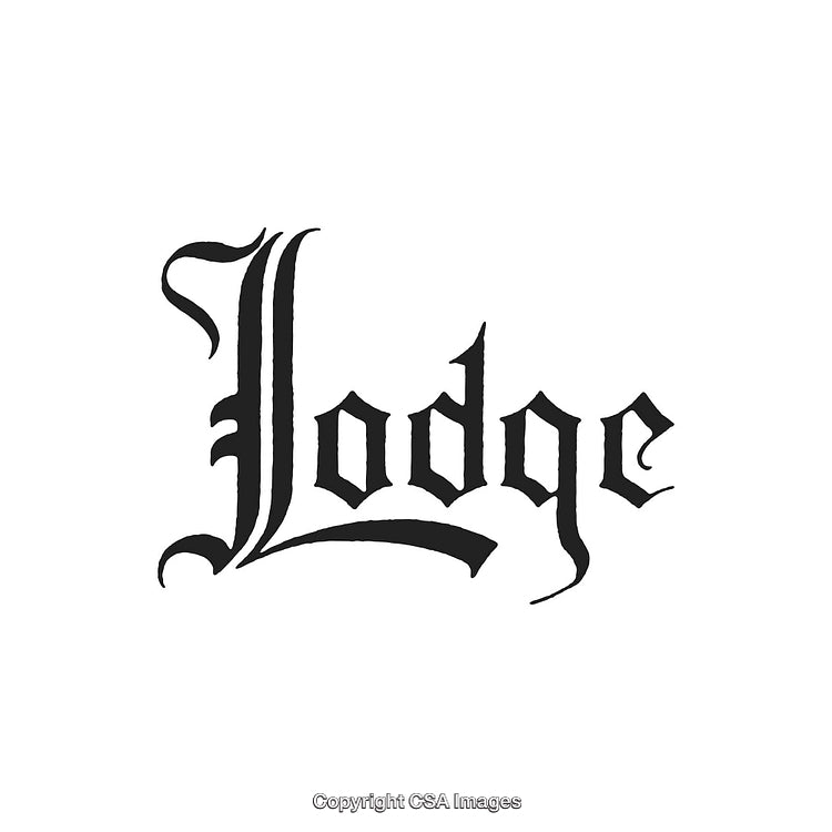 Vintage Blackletter Lodge Typography Design on White Background
