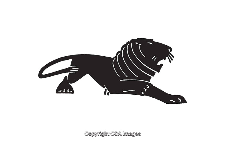 Black and White Line Art Illustration of a Majestic Roaring Lion