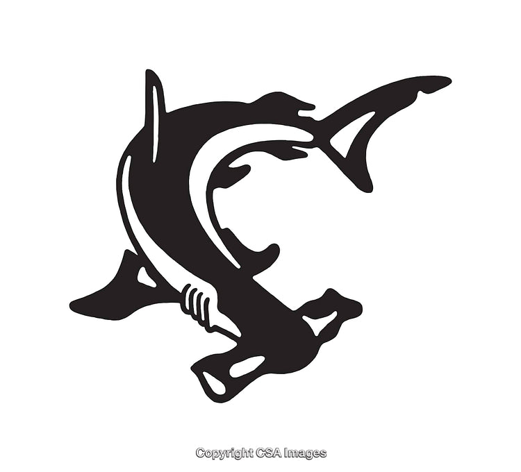 Black and White Abstract Shark Line Art Illustration