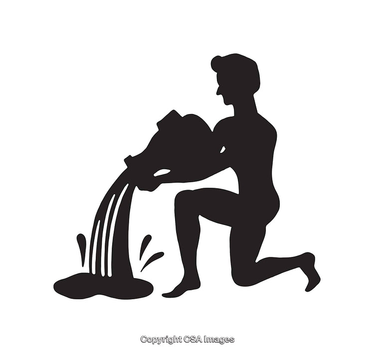Aquarius Zodiac Sign Icon in Black and White Silhouette Design
