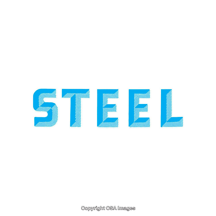 Bold Blue Steel Typography on White Background for Industrial Projects