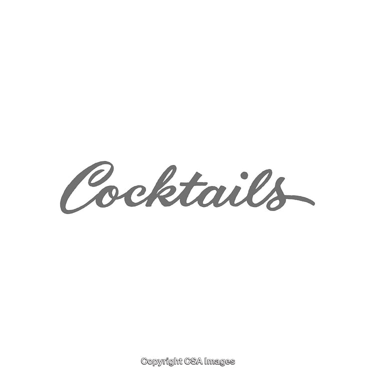 Elegant Handwriting of the Word Cocktails on a White Background