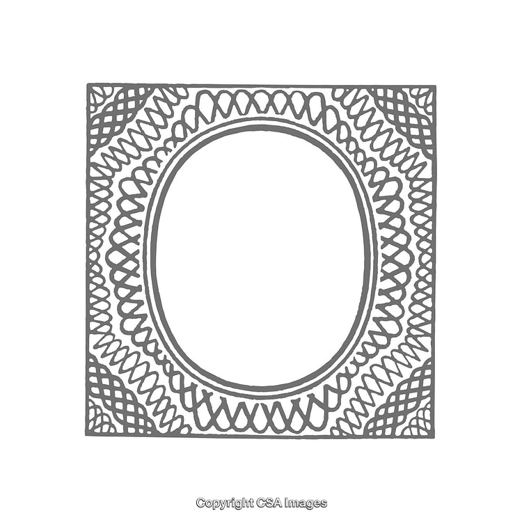 Intricate Hand-Drawn Decorative Frame with Geometric and Ornamental Patterns