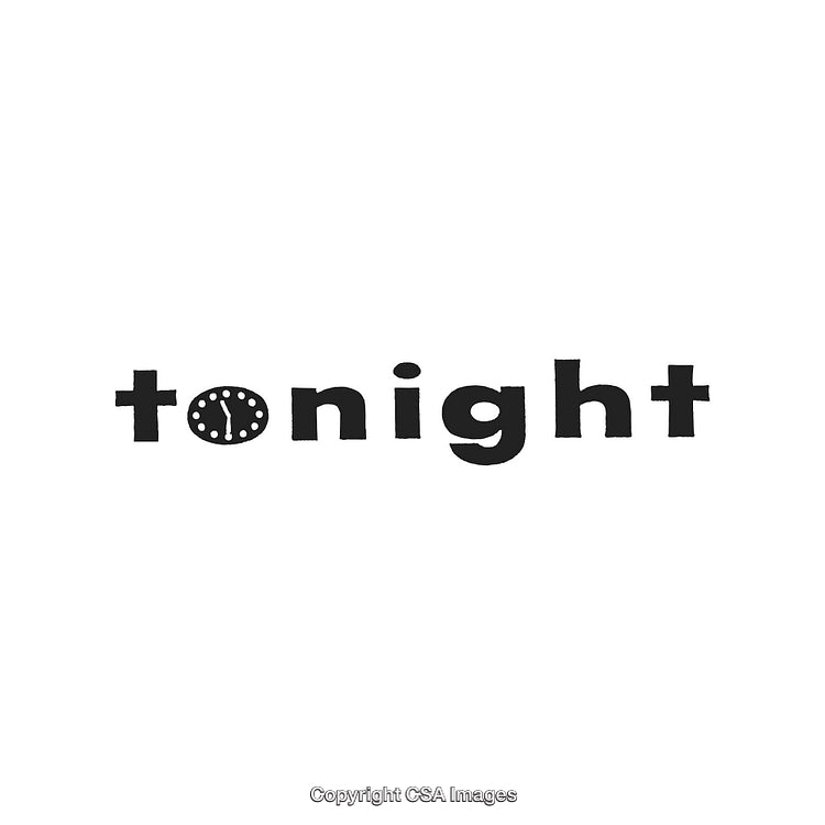 Creative Typography Design Featuring Word 'Tonight' with a Clock Icon