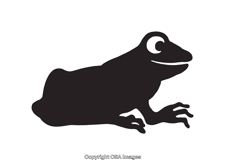 Black Silhouette Illustration of a Frog in Minimalist Style