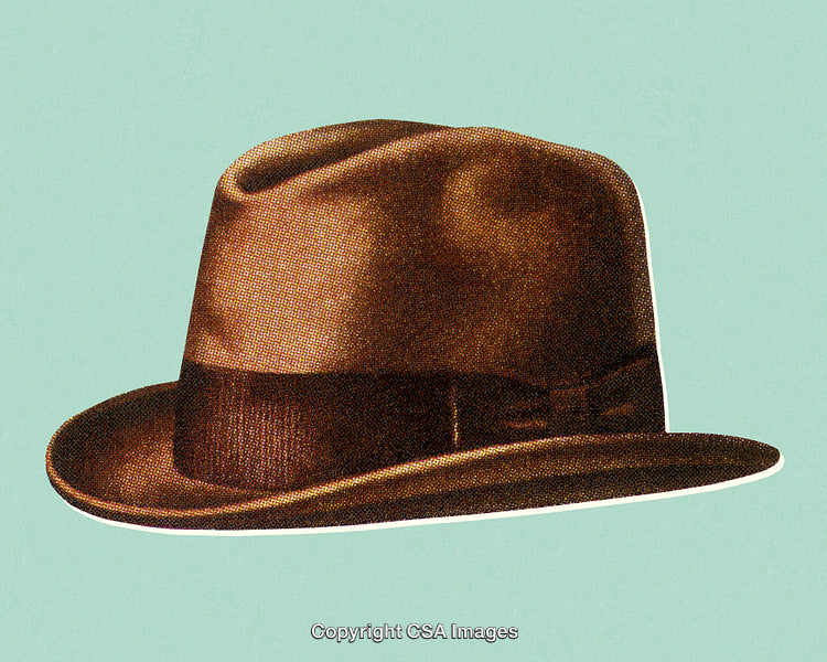 Vintage Brown Fedora Hat On Pastel Background in Retro Style