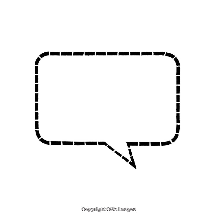 Black and White Dashed Border Speech Bubble Illustration