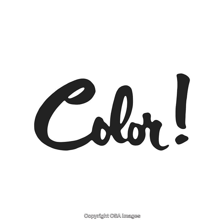 Bold Lettering That States 'Color!' in Handwritten Black Script Style