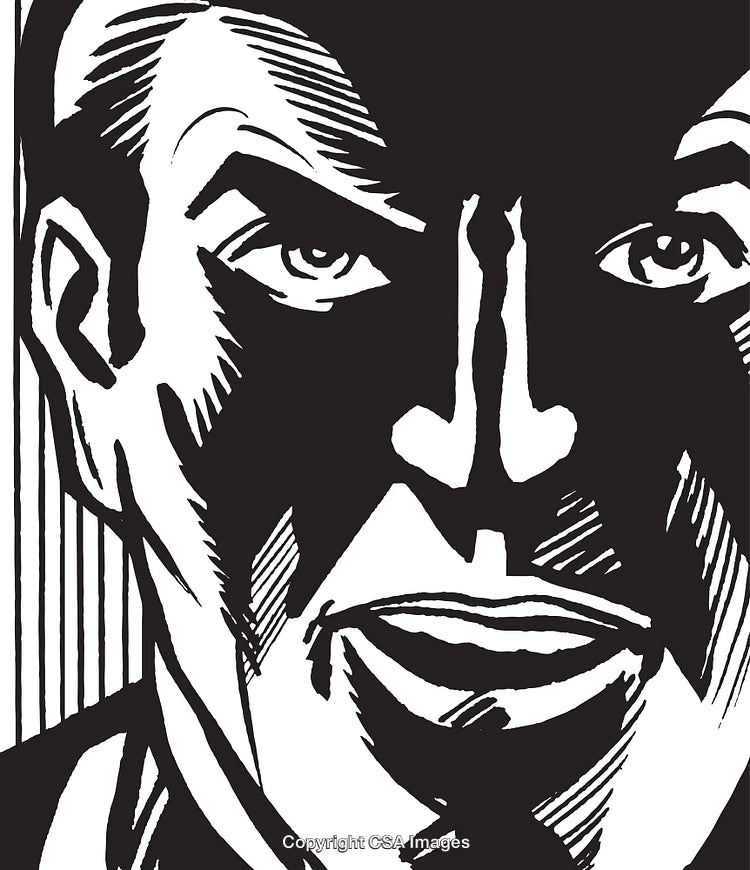 Abstract Black and White Art Illustration of a Man's Face