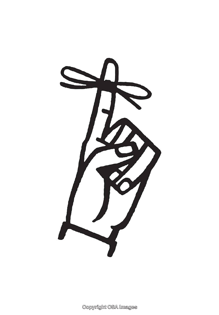 Black and White Line Art of a Hand with a Bow Reminder