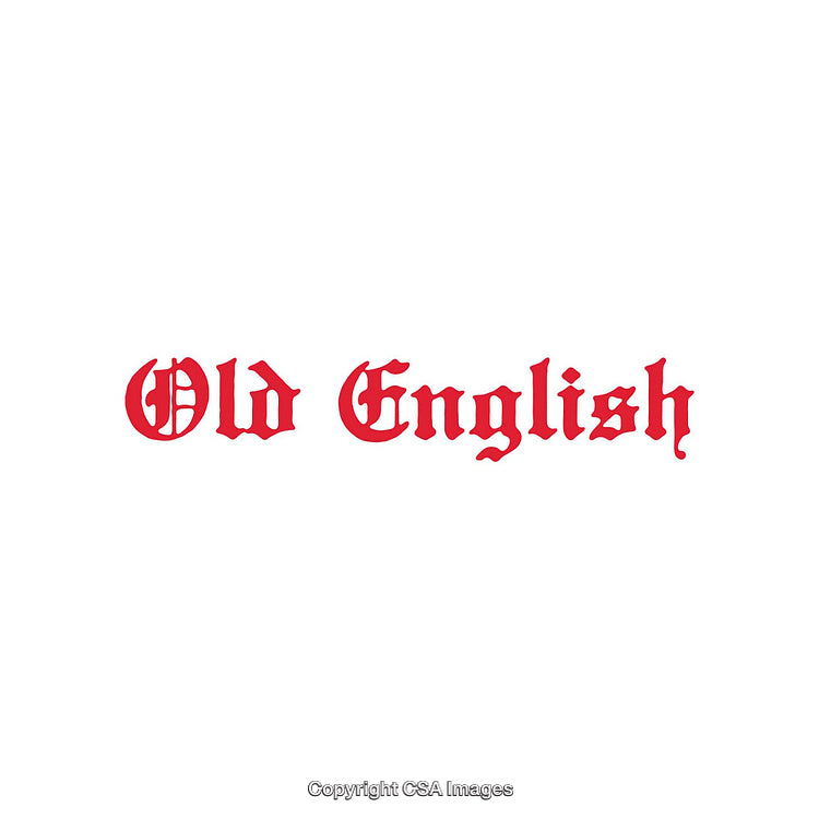 Elegant Old English Font in Red Gothic Style on White Background