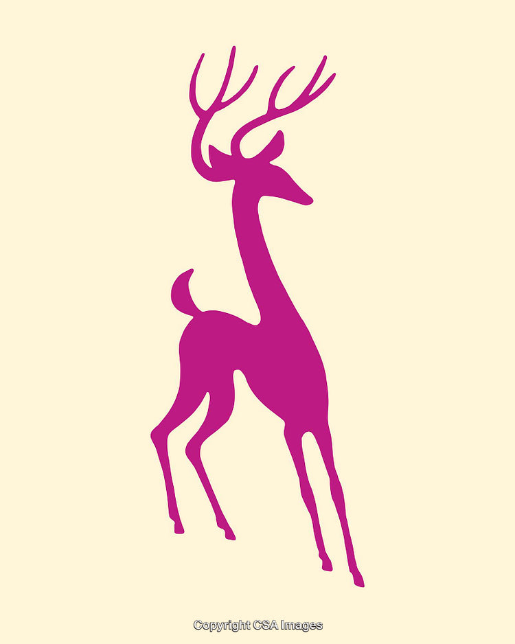 Elegant Silhouette of Purple Deer on Beige Background