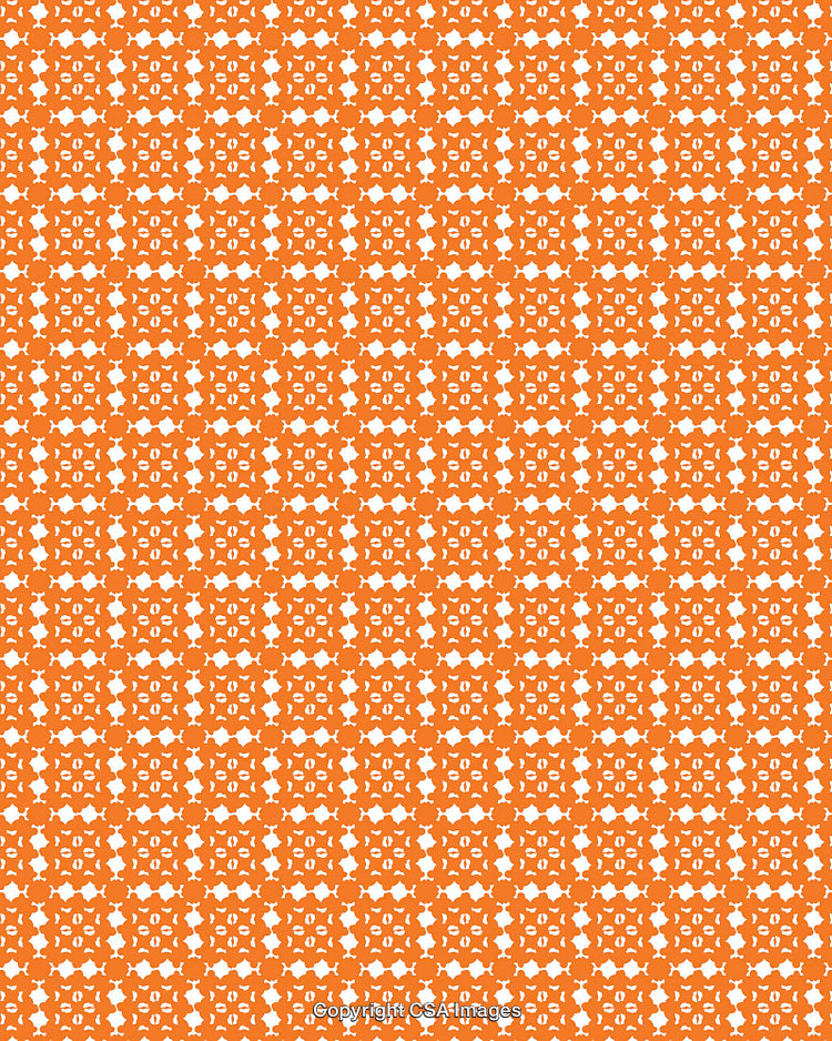 Orange Geometric Pattern With Symmetrical White Details on Background