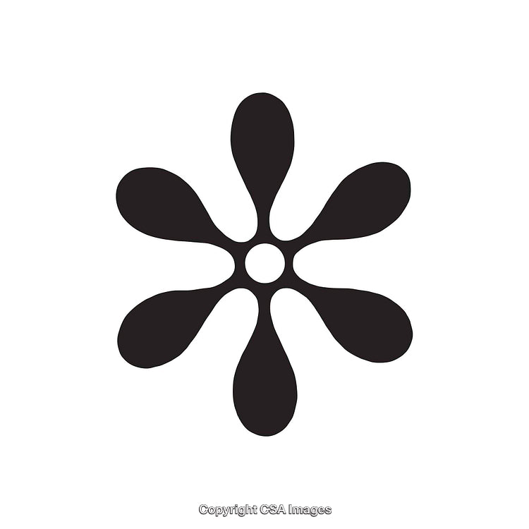 Simple Geometric Black Flower-Like Graphic Design Element on White Background